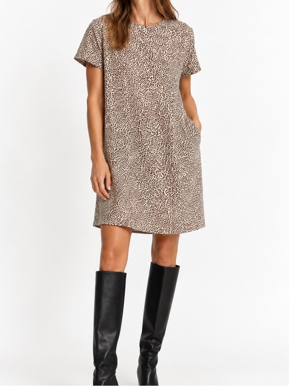 Jenni Kayne Leopard Print short sleeve mini shift dress size XS